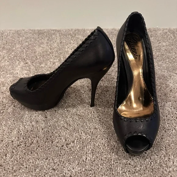 Gucci Black Peep Toe Heels - Picture 2 of 11